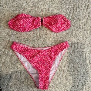 Kids Floral Pink Bikini Set - Bandeau Top & Brief